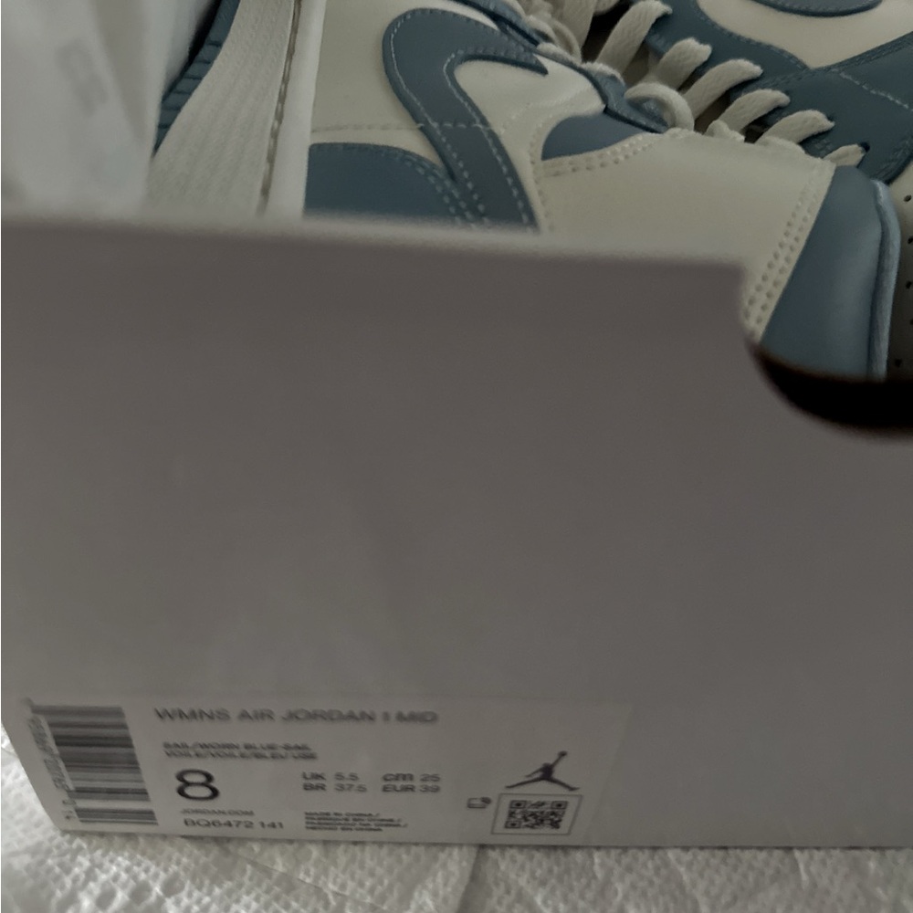 Jordan Air 1 Mid Women's Sneakers - Light Blue and White - Picture 6 of 6